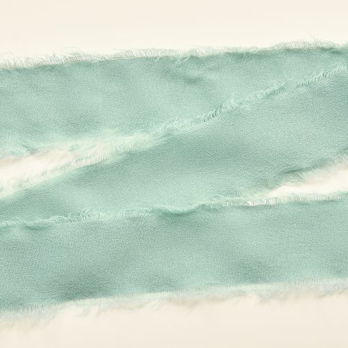 gjenstander Stoffbånd dekorativt bånd med frynser salviegrønn 40mm 15m