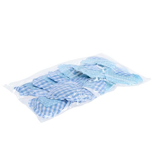 Floristik24 Stoffhengere hjerteform 7cm 12stk blå, hvit