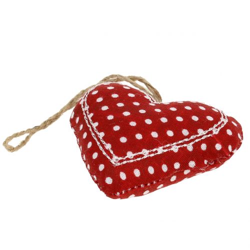 Floristik24 Hjerteblanding av stoff for hengende rød, hvit, natur 6cm 6stk