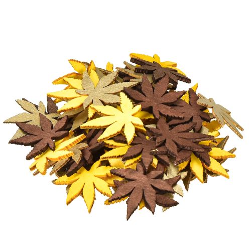 gjenstander Spredde dekorblader gul, brun, platina assortert 4cm 72 stk