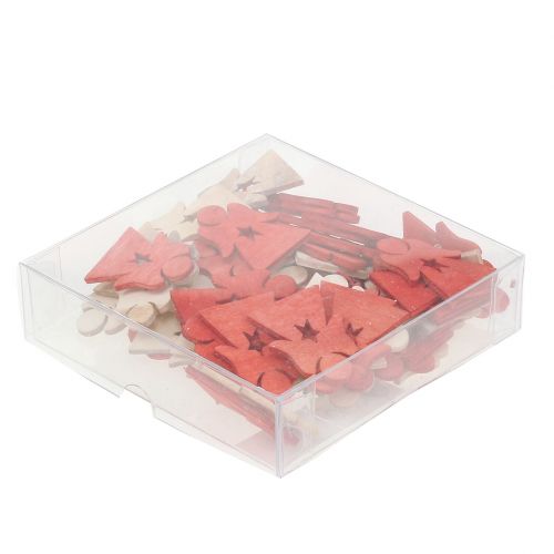 Floristik24 Tre julebarn til strø rød, natur 4cm 72 stk