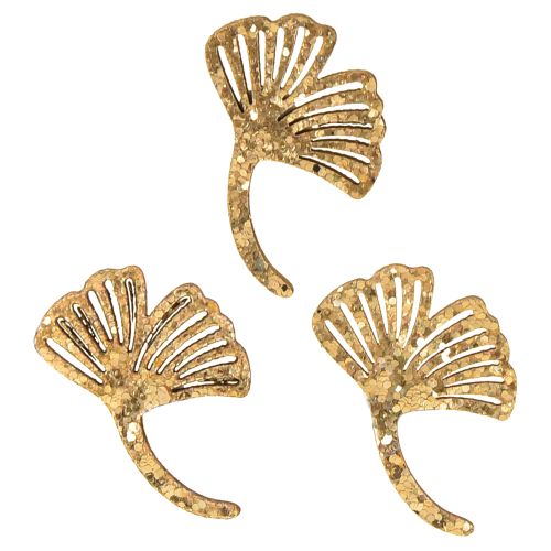 Scatter dekorasjon gull gingko dekorasjon gingko blad glitter 3×4cm 72 stk