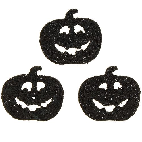 Floristik24 Strødekor Halloween-gresskardekor 4cm sort, glitter 72 stk