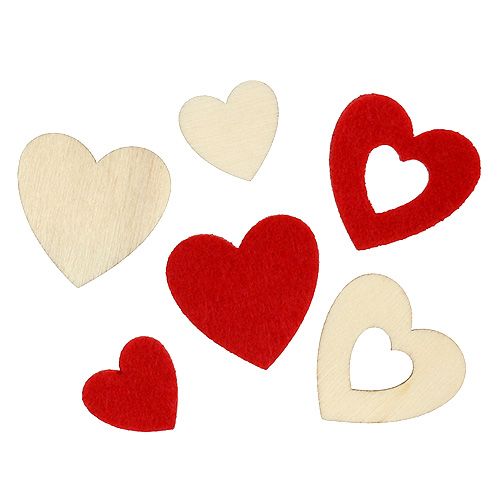Floristik24 Spredte hjerter blanding 2-3,5 cm rød, naturlig 110p