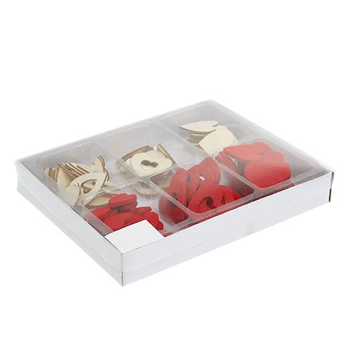 Floristik24 Spredte hjerter blanding 2-3,5 cm rød, naturlig 110p