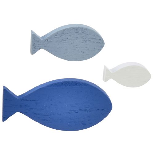 Floristik24 Strødekor tredekor fisk blå hvit maritim 3–8cm 24stk