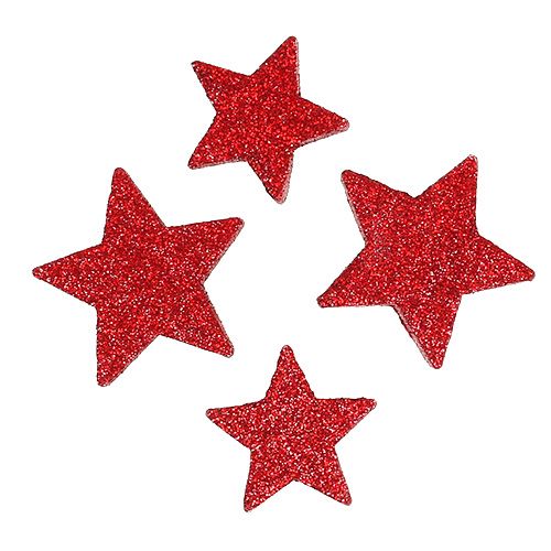 Floristik24 Scatter dekorasjon stjerner rød, glimmer 4-5cm 40p