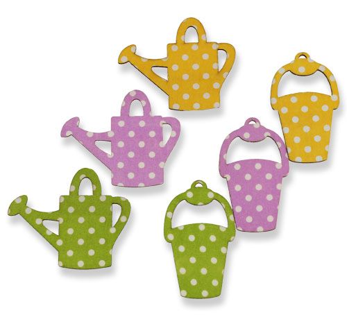 Floristik24 Vannkanne / bøtte laget av tre 8cm diverse 12stk