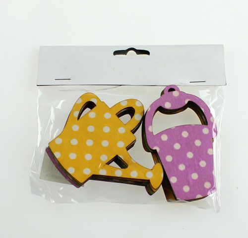 Floristik24 Vannkanne / bøtte laget av tre 8cm diverse 12stk