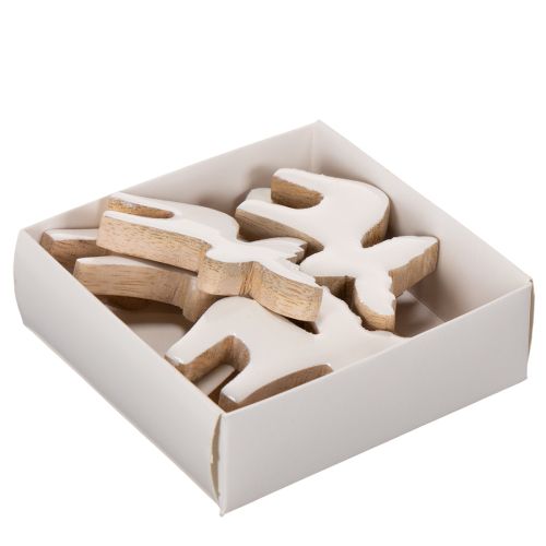 Dekorativ figur av treelg, stående, julepynt, 6 cm, 8 deler | Floristik24.no