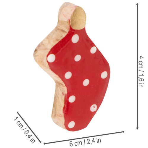 Prikkete sokker, juleborddekorasjon, 6 cm, 8 stk. | Floristik24.no