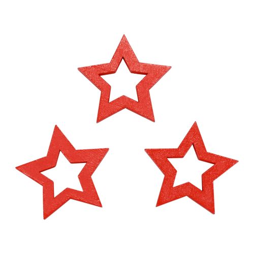 gjenstander Spreddekorasjon Julepynt stjerner røde trestjerner Ø4cm 54stk