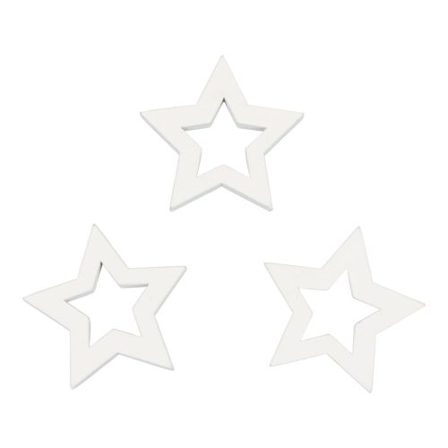 Floristik24 Spreddekorasjon Julestjerner hvite trestjerner Ø4cm 54stk