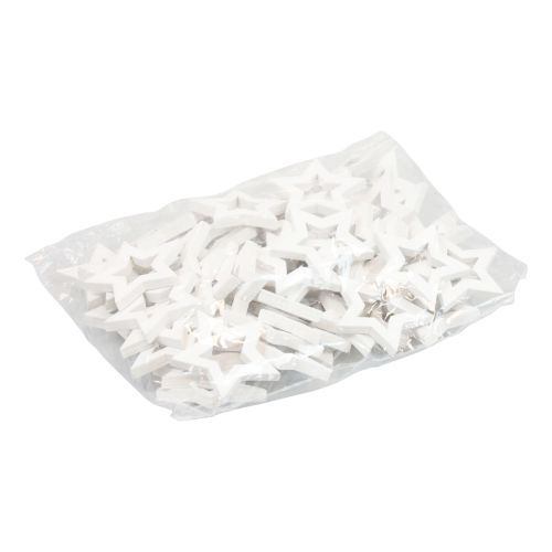 Floristik24 Spreddekorasjon Julestjerner hvite trestjerner Ø4cm 54stk