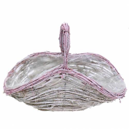 Floristik24 Blomsterkurv med håndtak hvit-gammel rose 35cm × 17cm H25cm