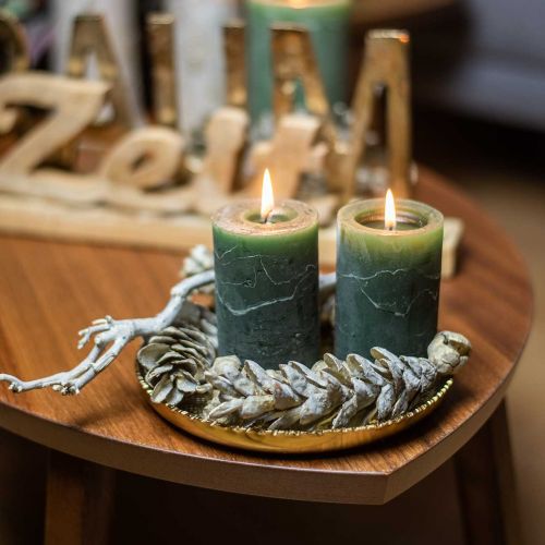 Floristik24 Strobus kjegler, jul, adventsdekorasjon, hvite kjegler natur, gylden L9–14cm 20 stk.