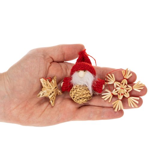 Stråpyntsett juletrepynt figurer og stjerner 6 cm 30 stk | Floristik24.no