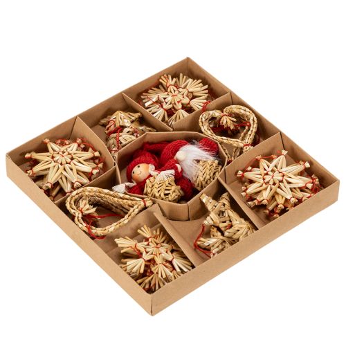 Stråpyntsett juletrepynt figurer og stjerner 6 cm 30 stk | Floristik24.no