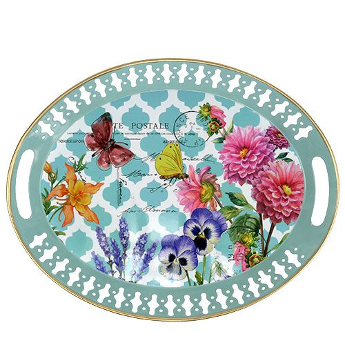 Floristik24 Brett med blomstermotiv oval 42cm x 33cm