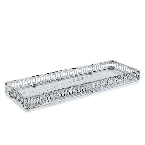 Floristik24 Brett firkantet 36cm x 13cm H 4cm hvit 1p