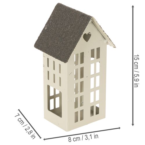 Fyrhussett metall tre hus på brett 35 cm 1 sett | Floristik24.no