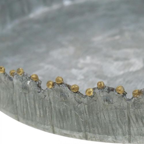 Floristik24 Dekorativ brett i metall, borddekorasjon, plate for dekorering av sølv/gylden Ø18,5cm H2cm