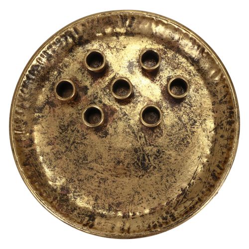 Floristik24 Lyseplate metall vintage gull pinne lysestake Ø30cm