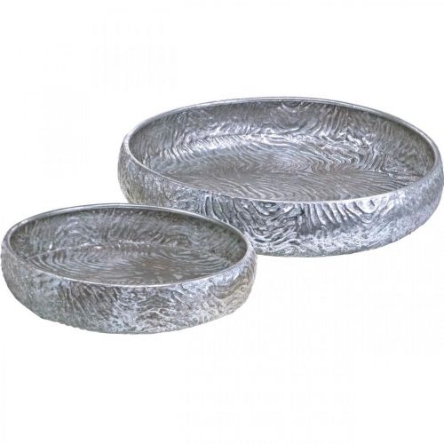gjenstander Dekorativ skål sølv rund antikk metall Ø50/38cm sett med 2 stk