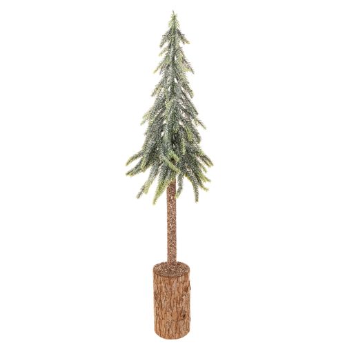 Kunstig grantre, iset overflate, med trebase, vinterdekorasjon, 60 cm