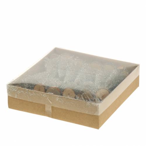 Floristik24 Dekorativt juletre champagneglitter 8cm 24 stk