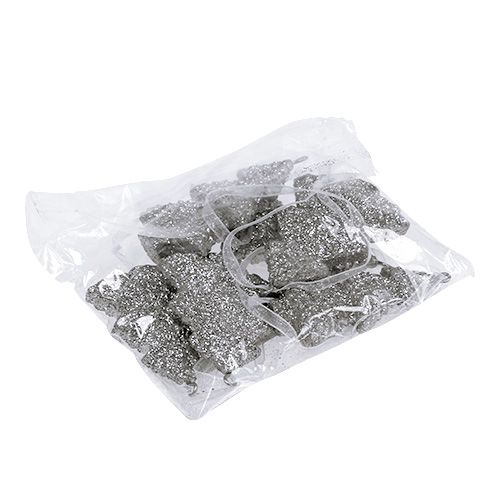 Floristik24 Juletre sølv 6,5 cm for å henge 6 stk