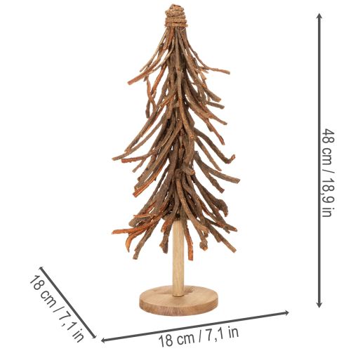 Juletre laget av pilegrener på en trebase, 48 cm | Floristik24.no