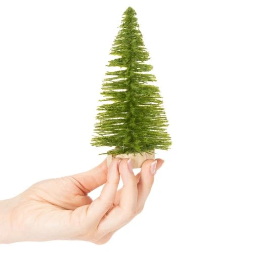 Kunstig juletre med trebase, liten, 16 cm, 6 stk. | Floristik24.no