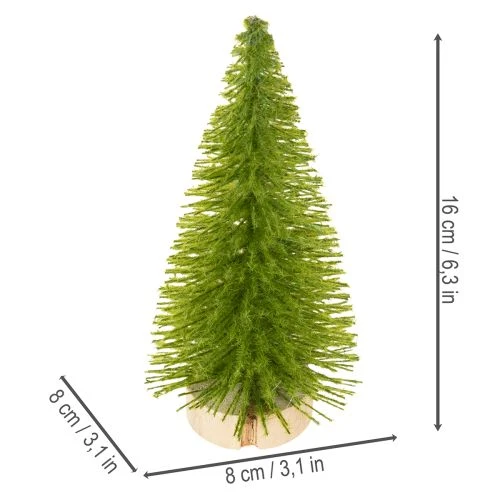 Kunstig juletre med trebase, liten, 16 cm, 6 stk. | Floristik24.no