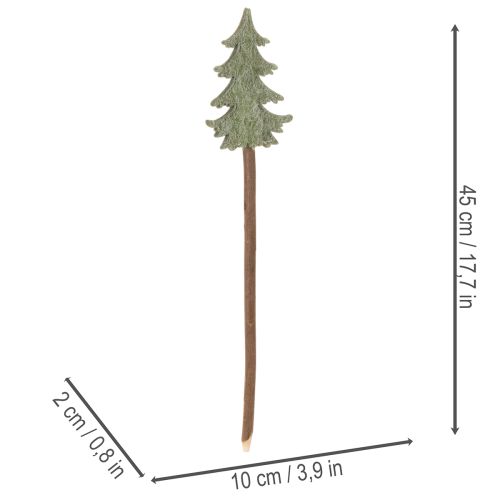 Dekorativt juletre på pinne til blomsterkasser og høye arrangementer, 45 cm, 6 stk. | Floristik24.no