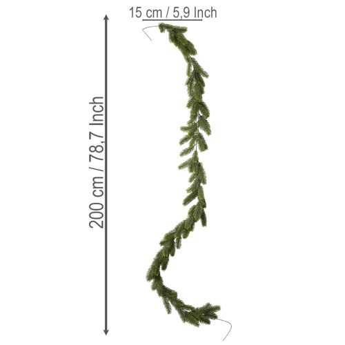 Kunstig grønn grankrans til festlig dekorasjon, 200 cm | Floristik24.no