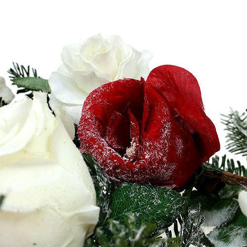 gjenstander Grankrans med roser snød 180cm