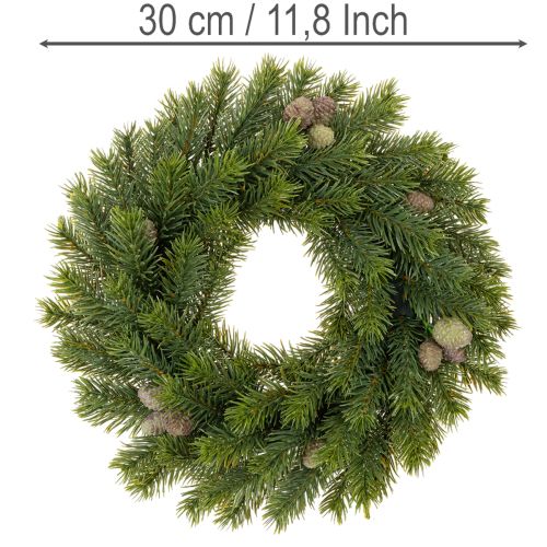 Kunstig grangrenkrans med kongler til dør eller bord, 30 cm | Floristik24.no
