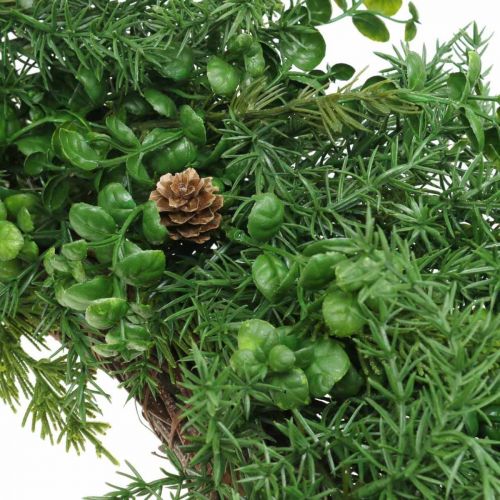 Floristik24 Dekorativ krans store nåletre, kjegler og buksbomgrønn 70cm