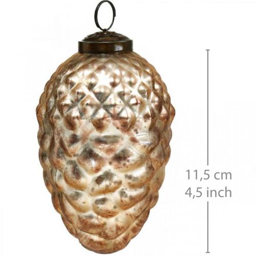 gjenstander Pine cone anheng, juletrepynt, høstdekorasjon, ekte glass, antikk utseende Ø7cm H11,5cm 6stk.