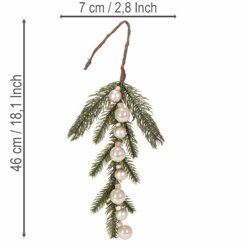 Kunstig grangren med hvite mini julekuler, 46 cm, 2 stk. | Floristik24.no