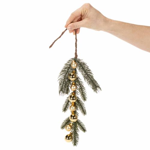 Kunstig grangren med gullfargede mini julekuler, 46 cm, 2 stk. | Floristik24.no