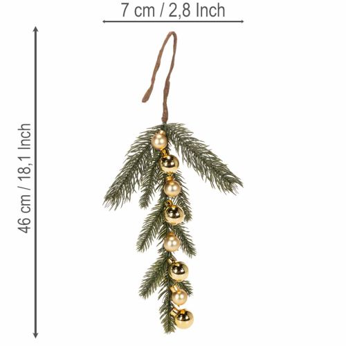 Kunstig grangren med gullfargede mini julekuler, 46 cm, 2 stk. | Floristik24.no