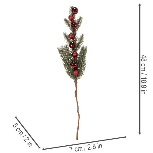 Kunstig grangren med julekuler, 48 cm, 2 stk. | Floristik24.no