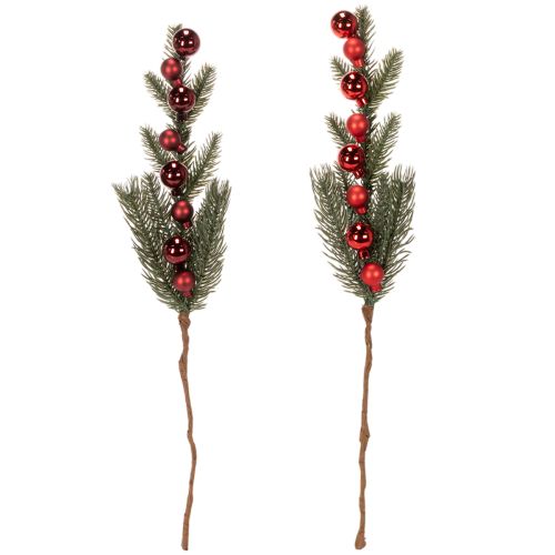 Kunstig grangren med julekuler, 48 cm, 2 stk. | Floristik24.no
