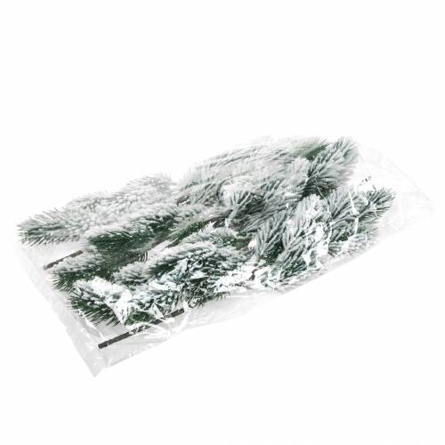 Floristik24 Grønn grangren dekket med snø 39cm 8 stk