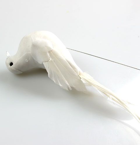 Floristik24 Deco duer på tråd hvit 16cm 4stk