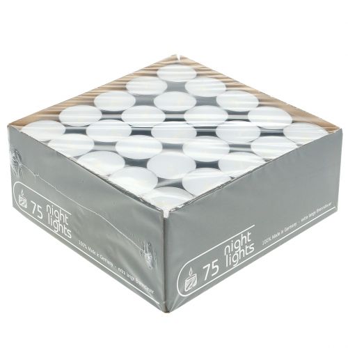 Floristik24 Telys 75 stk hvite i aluminiumsskål brennetid 8 timer