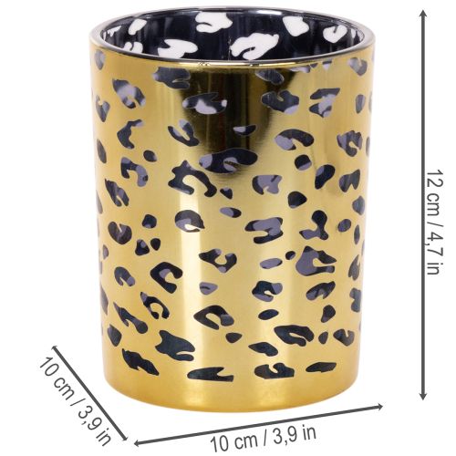 Telysholder i glass med leopardmønster til borddekorasjon, 12 cm | Floristik24.no