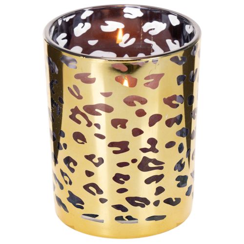 Telysholder i glass med leopardmønster til borddekorasjon, 12 cm | Floristik24.no